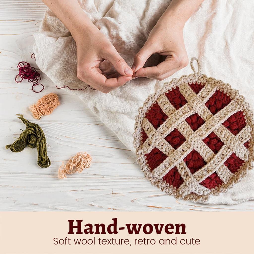 Плетёный пирог, кухонные прихватки, хлопчатобумажный коврик, жаропрочная декоративная круглая столешница для горячих блюд, горячая кастрюля