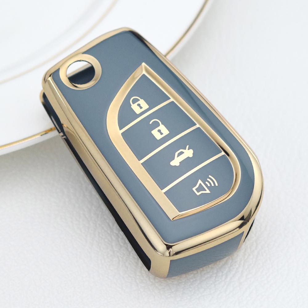 4 Button TPU Car Key Cover Case Shell Set Protector Fob for Toyota Aygo Yaris Highlander Camry RAV4 Key Holder
