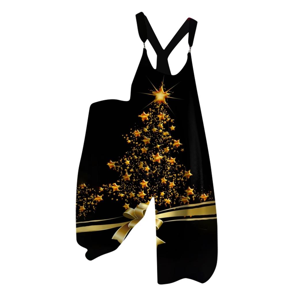 Женский летний комбинезон с рождественским принтом в винтажном стиле (Нерегулируемые ремни)