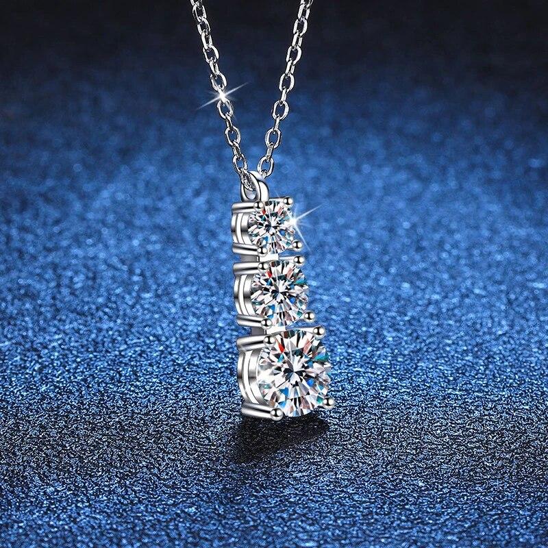 D Color 1.8CT All Moissanite Necklace For Women S925 Sterling Silver with White Gold Plated Lab Diamond Wedding Party Jewelry