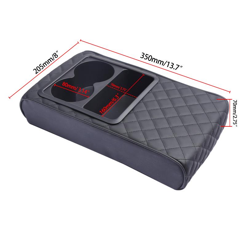 Новая подлокотник для центральной консоли автомобиля с двумя подстаканниками, подлокотник из искусственной кожи, портативная подушка для сиденья автомобиля, подушка для регулировки высоты