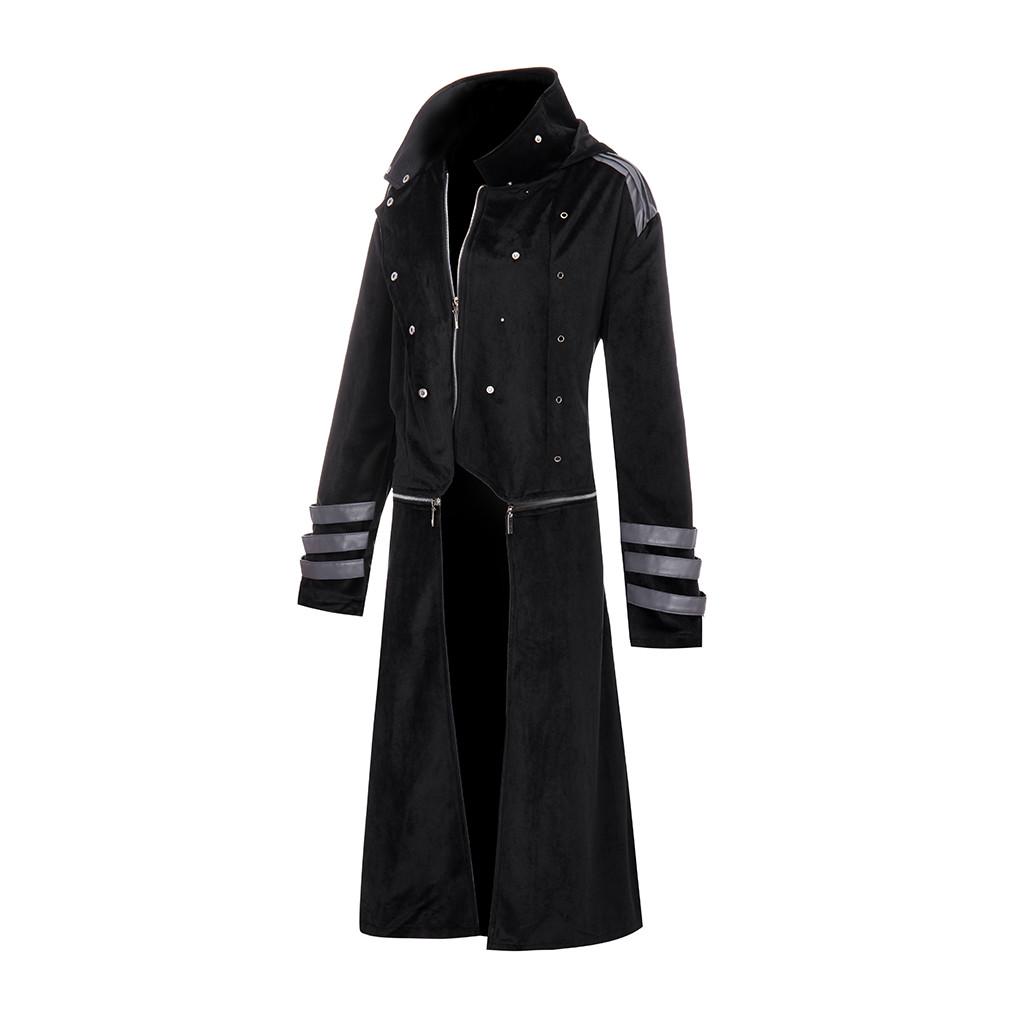 Fashion Mens Gothic Hooded Trench Party Costume Tailcoat Long Sleeve Jacket