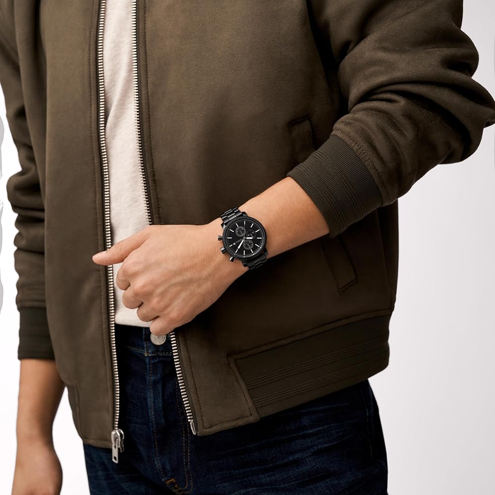 Мужские часы Fossil RHETT Multifunction из черной нержавеющей стали, BQ2845