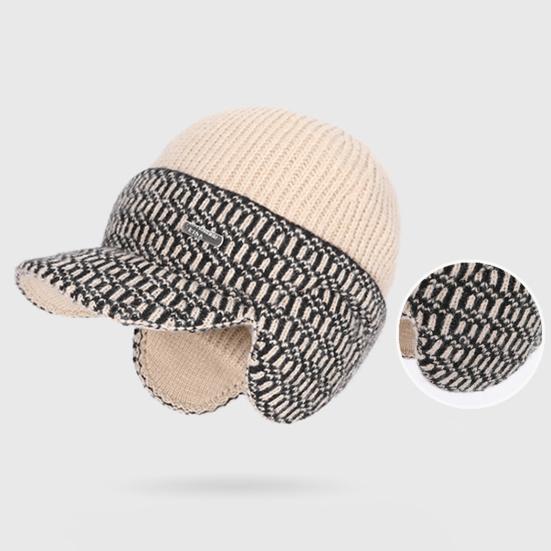 Шапка для верховой езды Мягкая плюшевая внутренняя часть Широкие поля Защищающая уши Вязаная бейсболка Ветрозащитная