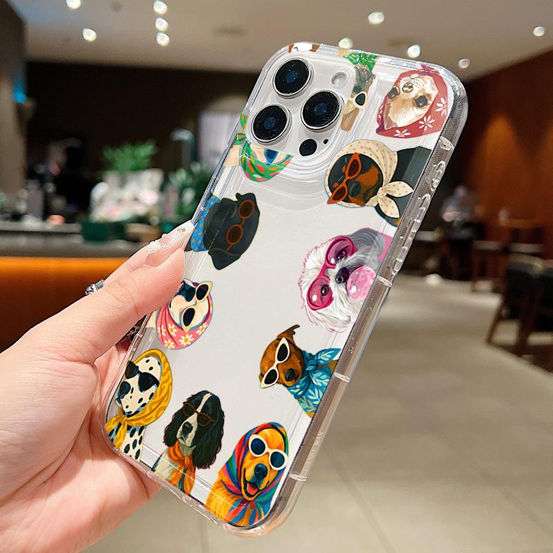 Прозрачный чехол для телефона для iPhone 11 12 13 14 15 16 17 Pro Max Mini X XS XR XS Max 8 7 Plus 17E 16E Air с рисунками собак