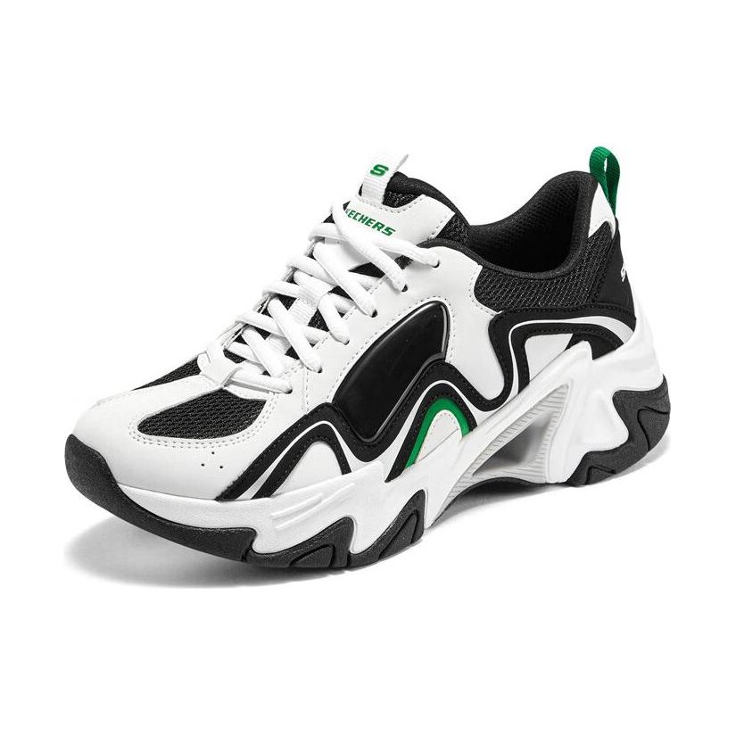 Skechers Stamina V3 Mecha Shoes Третье Поколение Синтетическая Кожа Удобные Универсальные Низкие Папины Кроссовки Женские Кроссовки Белый Черный Зеленый 896151-WGR