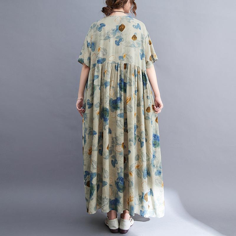 Хлопок лен плюс размер винтажная одежда женщины повседневное свободное длинное летнее платье