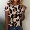 Летняя женская одежда футболка с 3D-принтом круглый вырез леопардовый принт короткий рукав повседневный топ свободная дышащая женская футболка