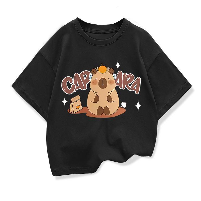 Capybara Pattern Girl T-Shirt Short Sleeve Girls' Summer Clothes Boys Girls Tops Tees Children's T-Shirt Fashion Girl Clothing