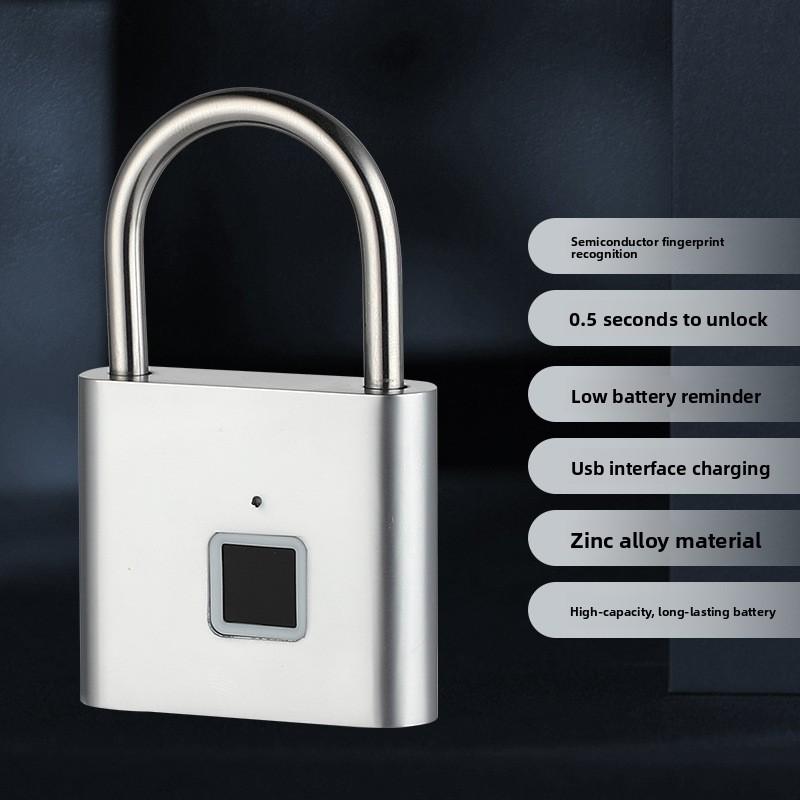 Портативный водонепроницаемый замок-навес с отпечатком пальца, USB-перезаряжаемый, бесключевой, умный замок, для шкафчика в спортзале, школьного рюкзака, цинковый сплав, безопасность