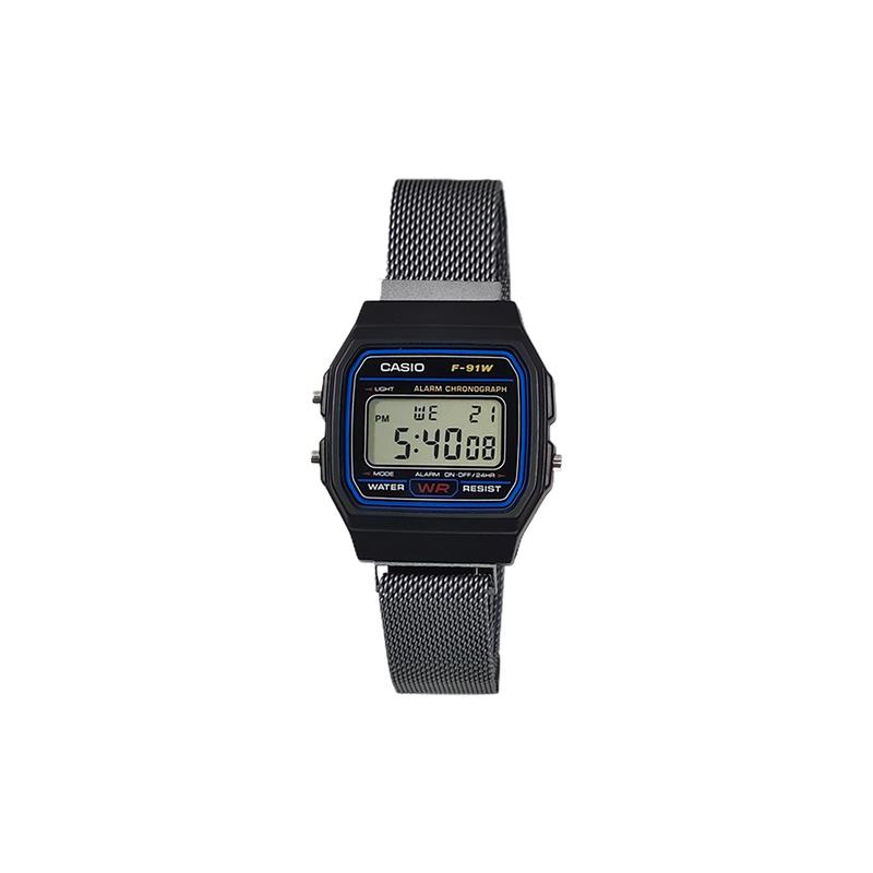 Casio Индивидуальные часы модифицированная серия модные мужские часы водостойкие для жизни F-91w-1 модифицированная-сталь черная серия soul Qua F-91w-TaiKongHuiBiaoDai