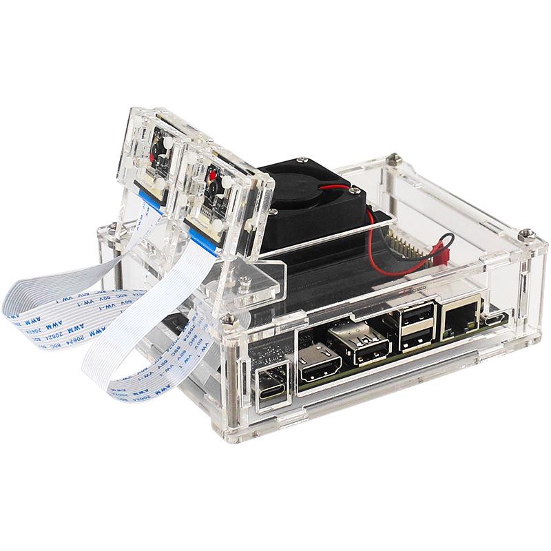 Акриловый корпус NVIDIA Jetson Nano 2 ГБ с вентилятором и комплектом для камеры (A02/B01)