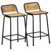 VidaXL Bar Stools Set of 2 Solid Mango Wood Raw, Chair, Kitchen Bar Chair, Bistro Chair, Chair of 4013530