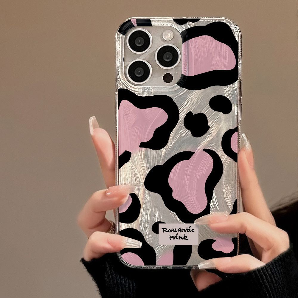 Сладкий и классный леопардовый принт в стиле black pink подходит для iPhone17promax Apple 16IMD чехол для мобильного телефона из перьевой пряжи 14/13 большое отверстие 15.