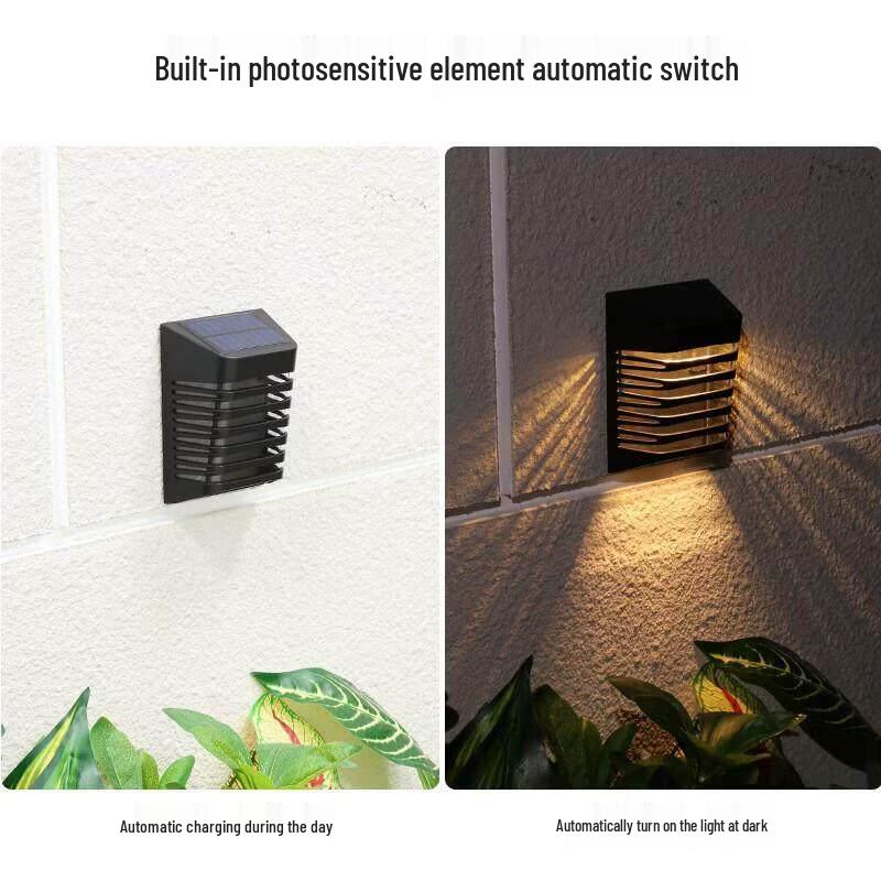Square Striped Solar Outdoor Wall Light - Warm Glow