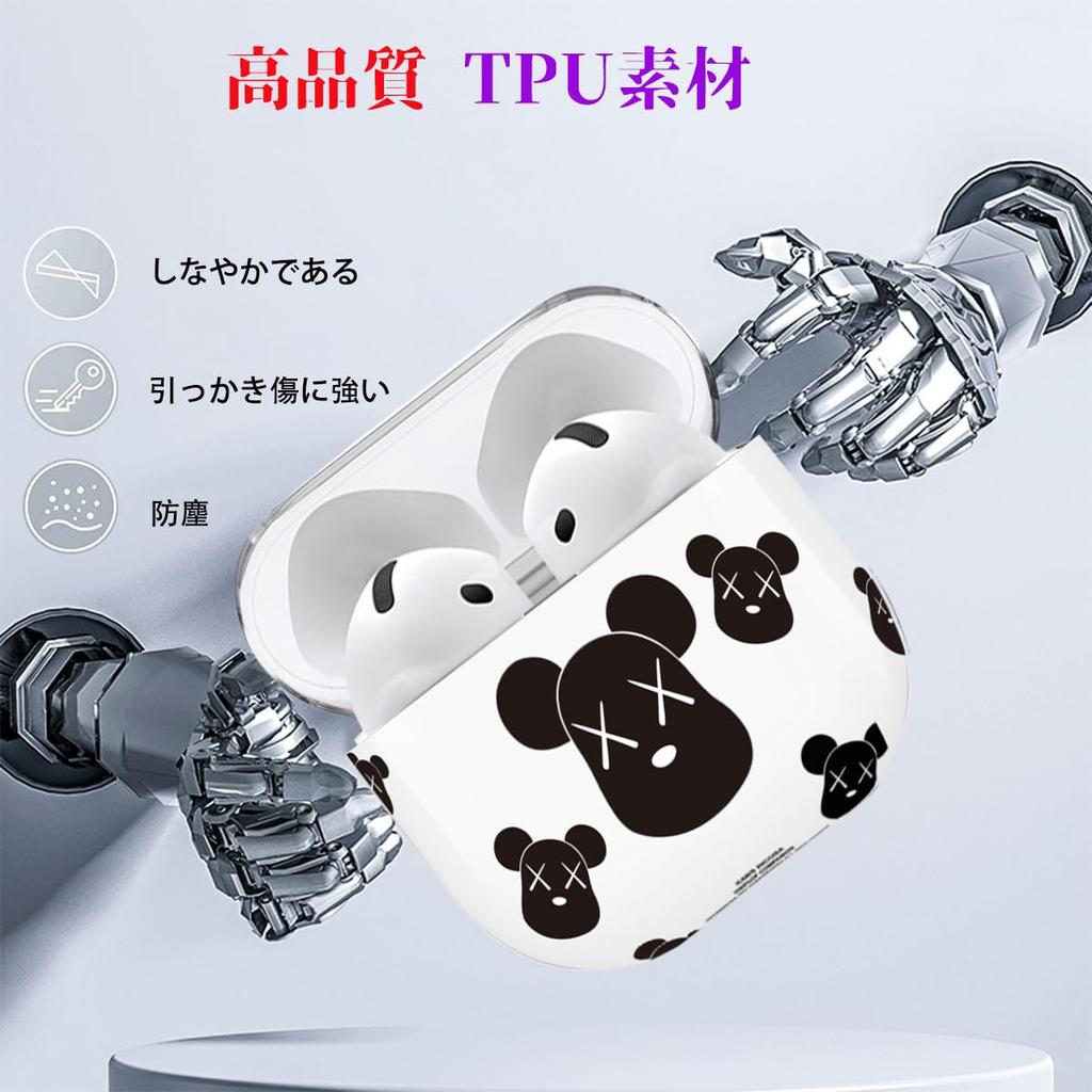 SHIBANG AirPods 4 Case (Black-2) – TPU Shockproof Protective Cover, Split-Lid Design, Wireless Charging Compatible, with Carabiner & Keychain