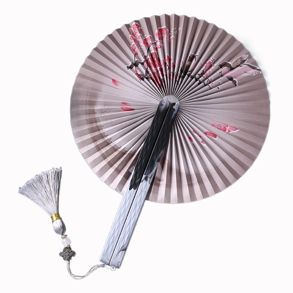 Винтажный круглый бумажный веер с цветочным узором, веер в китайском стиле, складной бумажный веер, реквизит для фотографии