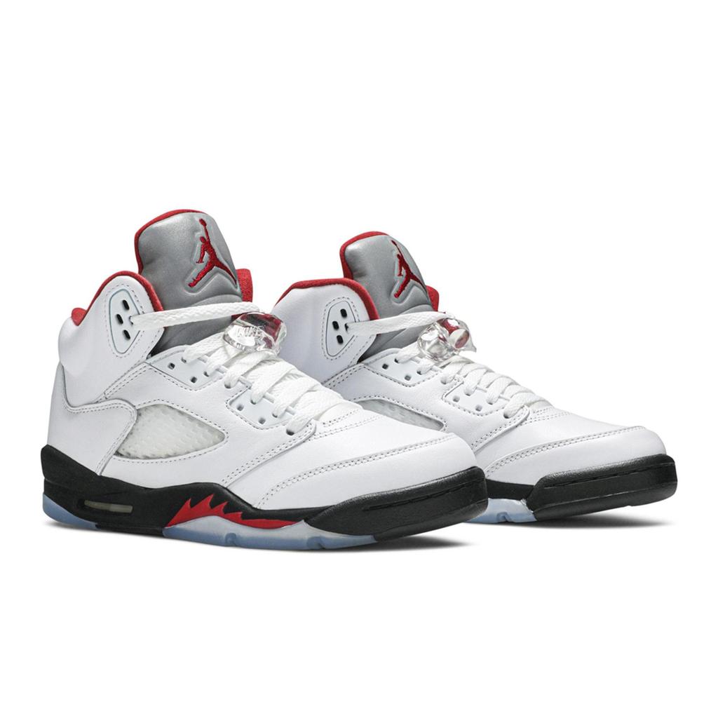 Air Jordan 5 Retro Grade School 'White Fire Red' 2020 (Unisex) True White / Fire Red / Black / Metallic Silver Kids' Basketball Shoes 440888 102