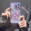 Милый чехол для телефона с 3d рельефным фиолетовым бантом и бабочкой из мультфильма для Iphone 11 12 Promax 13 14 Pro Max, защитная задняя крышка, капа