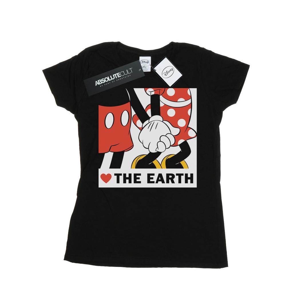 Disney Womens/Ladies Mickey Mouse Heart The Earth Cotton T-Shirt
