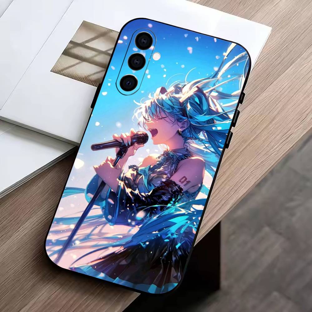 AM-Аниме МИКУ Чехол для телефона Черный Силиконовый Мягкий Для Samsung Galaxy A73,A72,A71,A70,A53,A52,A51
