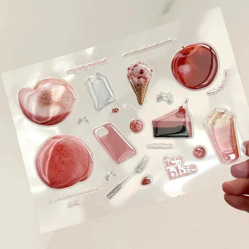Милый торт пруд желаний 3D рельефная смоляная наклейка чехол для телефона для девочки ноутбук прозрачная желейная наклейка канцелярские товары блокнот DIY украшение