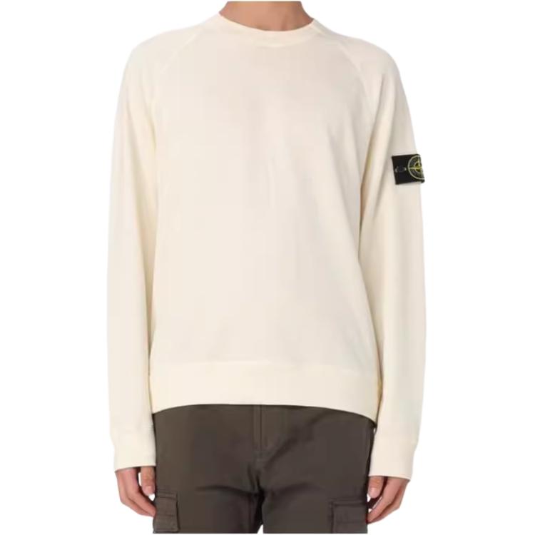 STONE ISLAND Свитшот мужской с круглым вырезом, длинным рукавом и логотипом, бежевый K1S156100023S0121-V0093