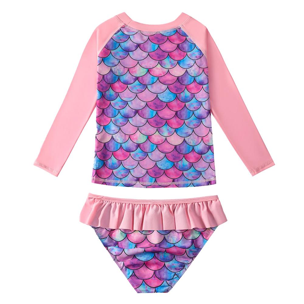 Swimsuit for Girls Two Piece Unicorn Mermaid Swimwear Child Long Sleeves Toddler Infant Baby Girl Bathing Suit Rash Guard Kids