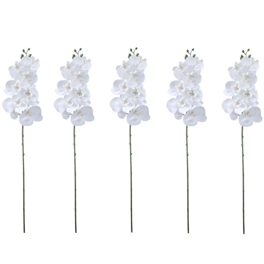 Набор из 5 искусственных стеблей орхидеи фаленопсис, реалистичные шелковые цветы для элегантного украшения центра стола дома
