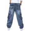 Men's Large Size Loose Straight Jeans Men's Multi-Pocket Jeans More Size 30-46
