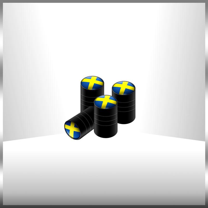 Car Decor 4Pcs Sweden Swedish Flag Emblem Auto Wheel Tire Valve Caps Covers Car Styling For Volvo V40 V60 XC40 XC60 XC90 V90 S90