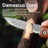 Damascus Steel Portable Meat Eating Outdoor Camping Mini Folding Knife Sharp Fruit Knife