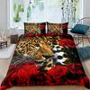 Leopard Print Duvet Cover Set Queen Cheetah Bedding Sets Geometric Comforter Cover African Safari Animal Quilt Cover Room Decor