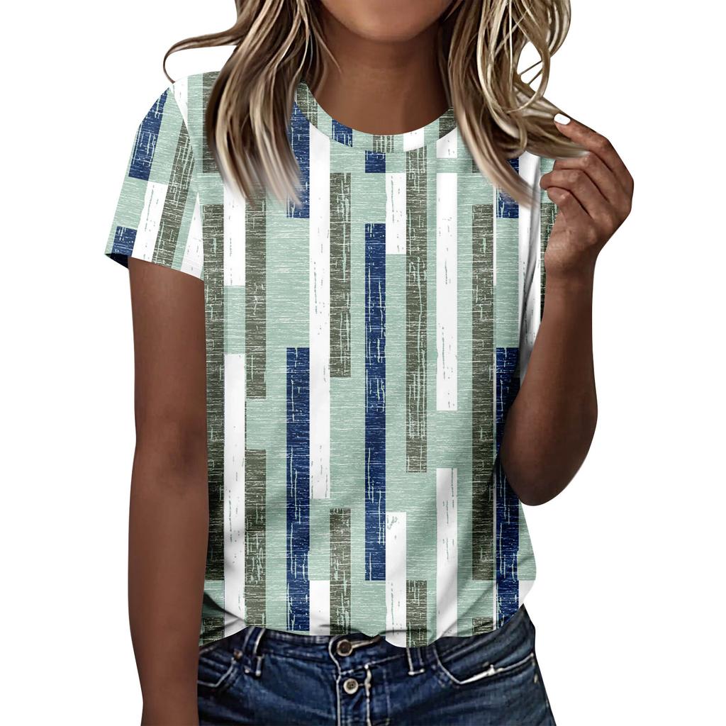 Женские футболки, женские топы с короткими рукавами, нарядные летние повседневные модные блузки с круглым вырезом, топы-туники, День независимости