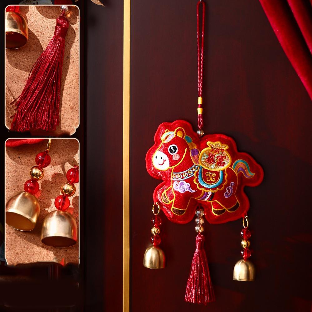 Красный кулон-лошадь, вышитый, Год Лошади, подвесное украшение для гостиной