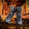 Мужские дышащие ботинки из искусственной кожи Мотоциклетные ботинки Панковские ботинки Теплая обувь Рыцарские ботинки Черные пустынные тактические ботинки со стальным носком