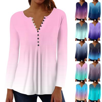 Женский повседневный топ свободного покроя с длинным рукавом и пуговицами