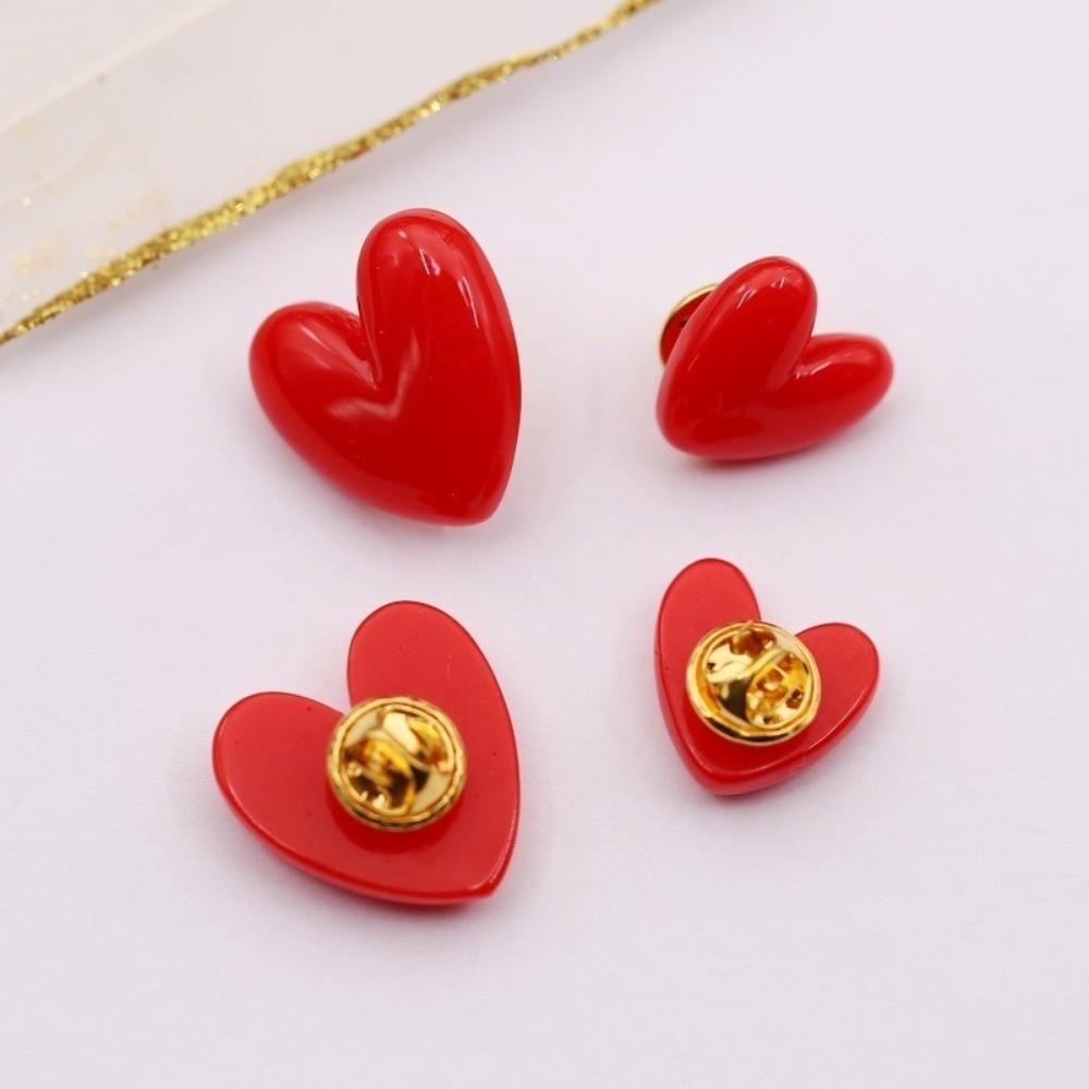 Mini Love Lapel Pin Sweet Red Heart Badge Pin Lover Gift Jewelry Accessories  Women Men