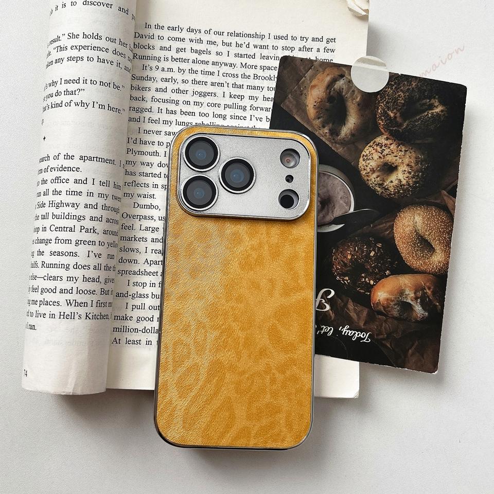 Leopard Learther Case for iPhone 17 Air 16 14 11 13 12 15 Pro Max 15 16 14 Plus Metal Plating Protector Hard Cover