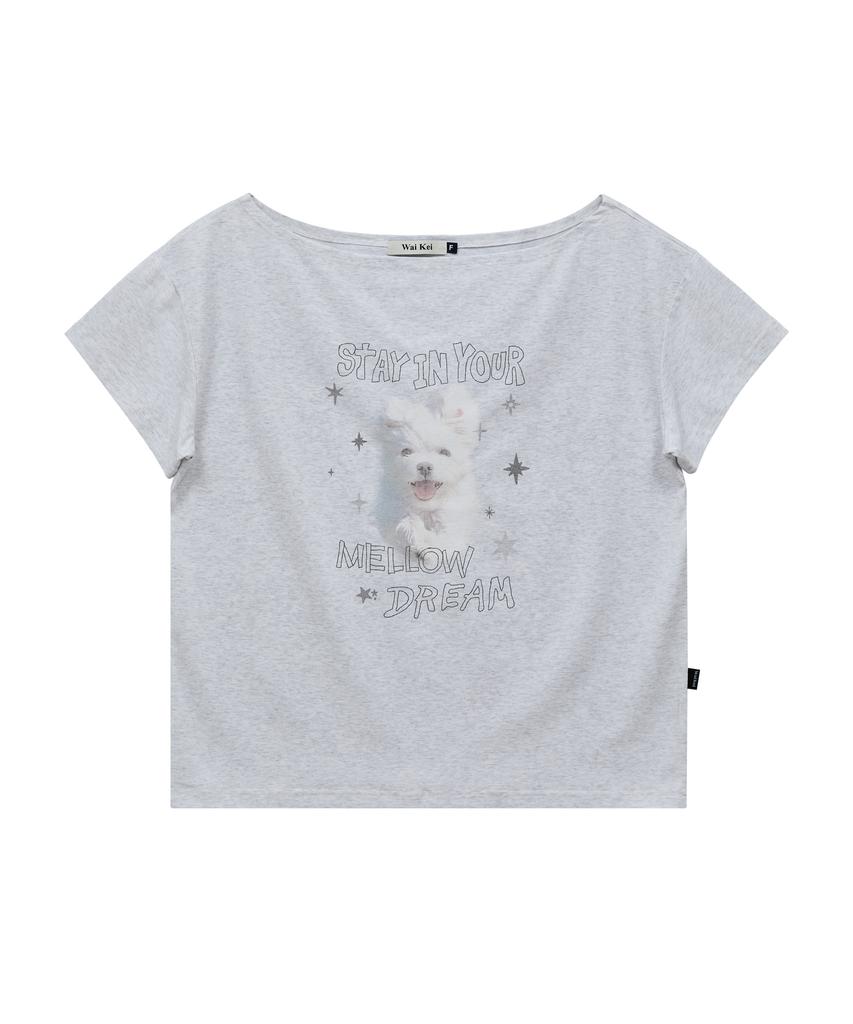 WAIKEI Mellow Dream Cloud Футболка с открытыми плечами, короткий рукав, меланжевый белый