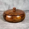 Wood Serving Casseroles Hand Carved Roti Storage Container Chapati Box, Hot Pot, Casserole, Roti Dabba with Lid for Kitchen