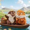 Плюшевая игрушка Пеппа и Джордж Король Бобр - Милая мультяшная детская подушка