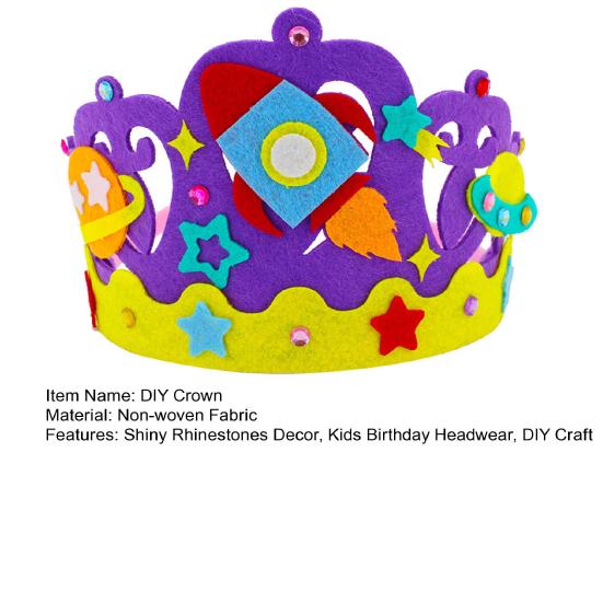 DIY шляпа с короной на день рождения для детей, мультяшный кролик, динозавр, торт, лев, животные, нетканый головной убор на день рождения, украшение для вечеринки, набор материалов для рукоделия