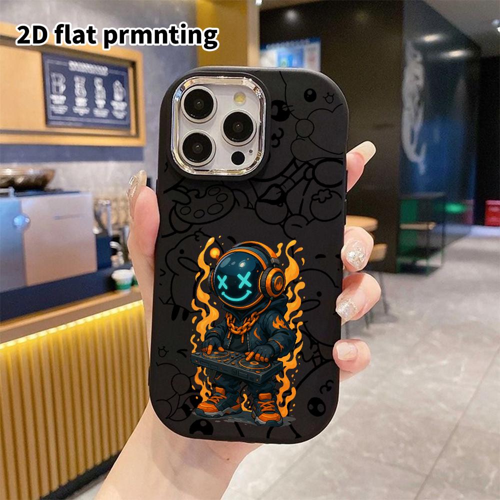 Phone Case: 2D flat, suitable for iPhone 18, 17, 16, 15, 14, 13 Pro protective cases, cyber helmet person, perfect Christmas and Halloween holiday gif