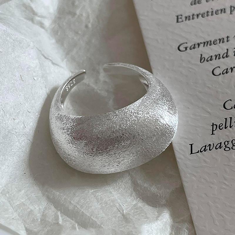 foxanry Minimalist Finger Rings for Women Korean Trendy Design Scrub Geometric Handmade Birthday Party Jewelry Gift