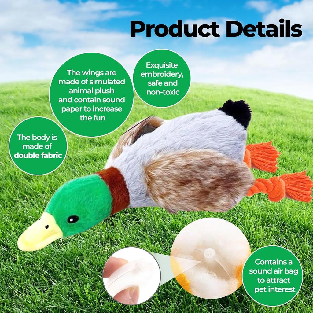 Durable Dog Chew Toys Cute Plush Duck Sound Toy Stuffed Squeaky Animal Squeak Dog Toy Cleaning Tooth Dog Chew Rope Toys