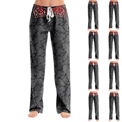 Женские пижамные штаны, одежда для сна, повседневные брюки с эластичной резинкой на талии, удобные прямые свободные брюки для йоги
