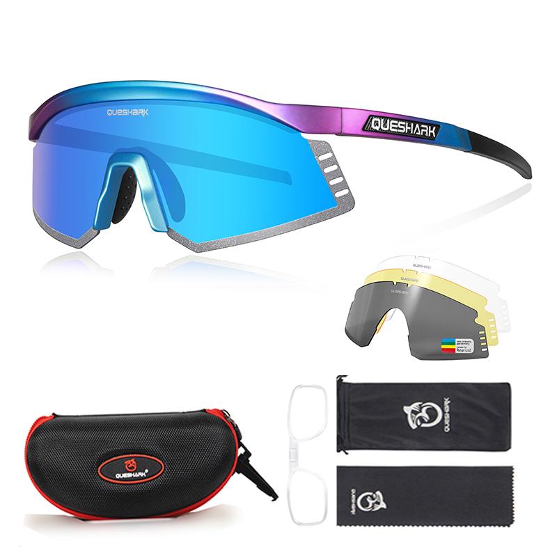 Queshark 4 линзы/набор, мужские и женские поляризационные солнцезащитные очки для велоспорта, спортивные MTB велосипедные очки, очки для езды на шоссейном велосипеде, очки QE58-01