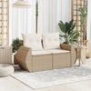 VidaXL Canapé de jardin avec coussins 2 places beige résine tressée 366080