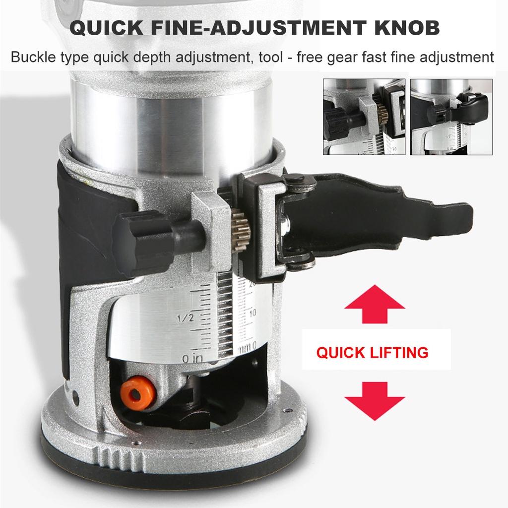 Электрический триммер 2300 Вт 40000 об/мин Ручной триммер для дерева Деревообработка Гравировка Пазование Пальцевая фреза Ламинаторезный станок Комплект